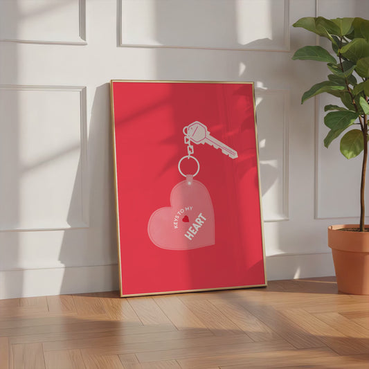 Keys to My Heart Poster  · Love Key Illustration · Romantic Minimal Design · Valentine Wall Art · Modern Typography Print · Print ohne Rahmen