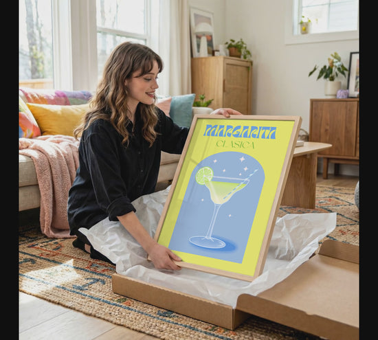 Margarita Clasica Poster · Retro Cocktail Illustration · Pop Art Stil in Pastellfarben · Print ohne Rahmen