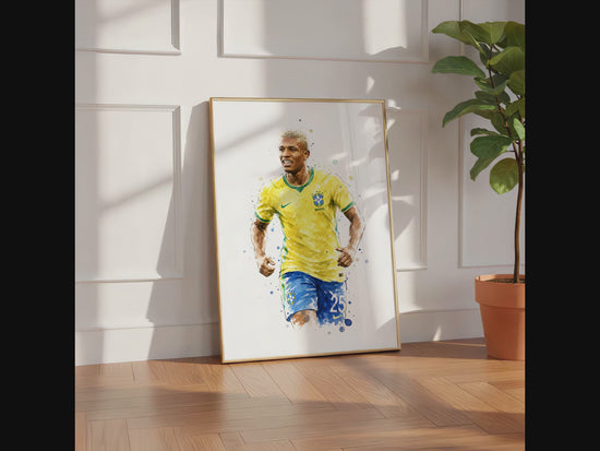 Brasilien Fussball Poster · Geschenkidee · Aquarell Sport Wandbild · Deko Print ohne Rahmen