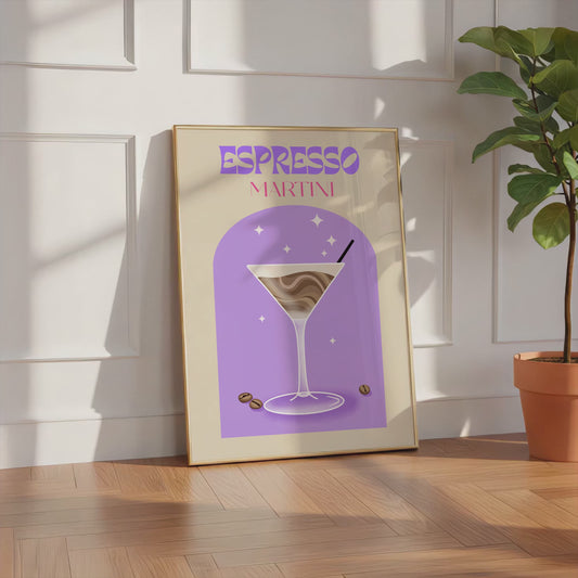 Espresso Martini Poster · Cocktail Illustration · Coffee Drink Art · Retro Bar Design · Modern · Print ohne Rahmen