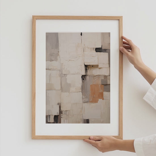 Abstrakte Beige Poster · Geschenkidee · Organische Formen und Moderne Texturkunst in Sanften Naturtönen · Dekoprint ohne Rahmen