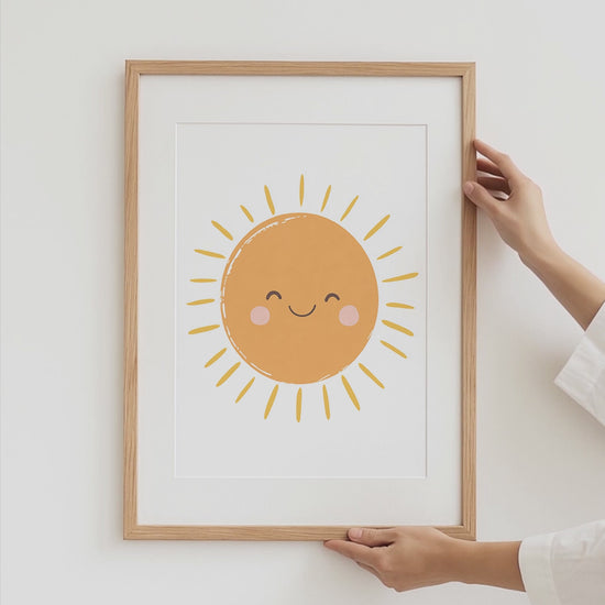 Boho Kinderzimmer Minimal Süß Aquarell Sonne Regenbogen Wolken Poster · Kinderzimmer Bilder · Wand Deko · Kunst Druck · Deko Print ohne Rahmen