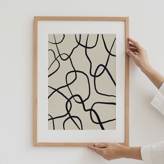 Mid-Century-Poster mit Palmen und Figuren