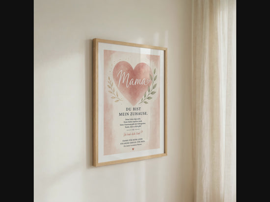 Muttertag Poster Mama Herz · Geschenk für Mama · Liebe Spruch Poster · Wanddeko Familie · Print ohne Rahmen
