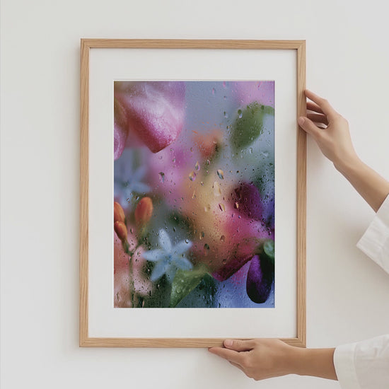 Blumen Poster · Geschenkidee · Ranunkeln Blumen beschlagenes Glas · Dekoprint ohne Rahmen