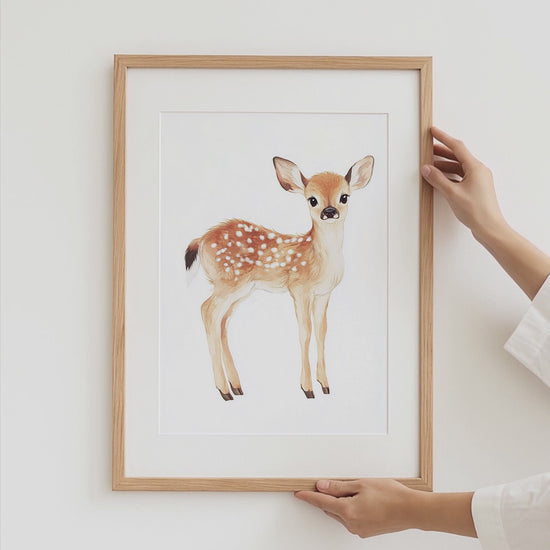 Tiere Kinderzimmer Süß Aquarell Reh Katze Löwe Poster · Kinderzimmer Bilder · Wand Deko · Kunst Druck · Deko Print ohne Rahmen