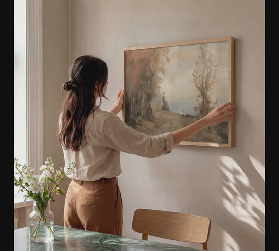 Moderne Vintage Landschaft Poster · Geschenkidee · Natur Flusslandschaften Dorfansichten Klassische Wandkunst · Dekoprint ohne Rahmen