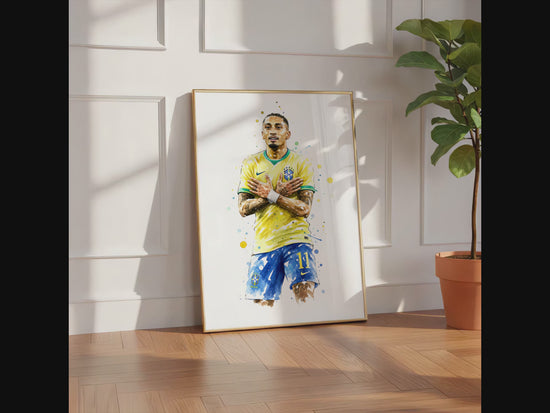 Brasilien Fussball Poster · Geschenkidee · Aquarell Sport Wandbild · Deko Print ohne Rahmen