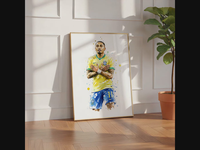 Brasilien Fußball Poster auf edlem Baumwoll-Canvas