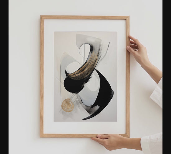 Abstrakte Kunst Poster · Geschenkidee · Schwarz Gold Geometrische Formen Minimalistische Wandkunst · Dekoprint ohne Rahmen