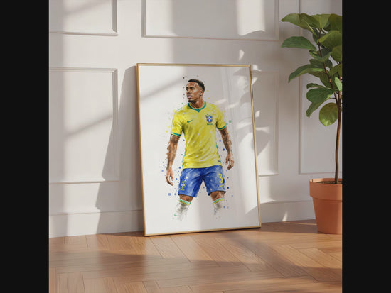 Brasilien Fussball Poster · Geschenkidee · Aquarell Sport Wandbild · Deko Print ohne Rahmen