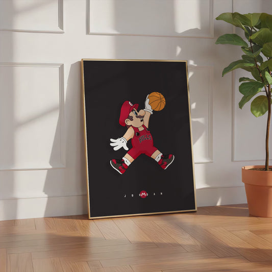 Cartoon Basketball Jump Poster  · Gaming Charakter Illustration · Pop Art Comic Stil · Print ohne Rahmen