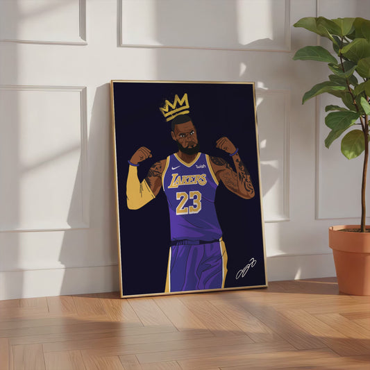 Basketball King Poster · Crown Athlete Illustration · Lakers Style Pop Art · Urban Sport Design · Moderne Wandkunst · Print ohne Rahmen