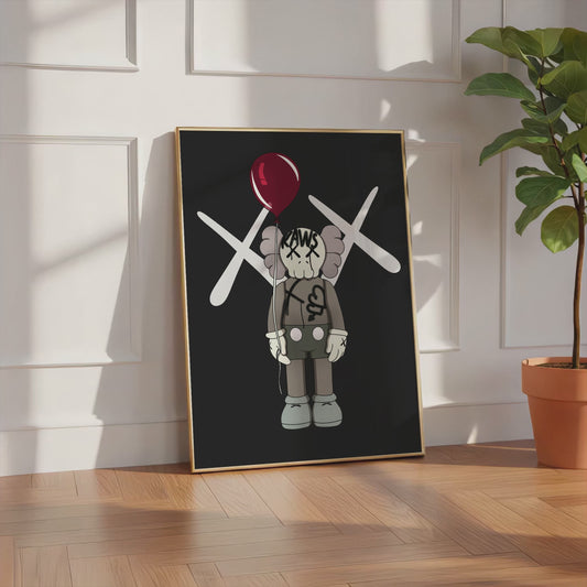 Street Art Figur mit Ballon Poster  · Urban Pop Art Charakter · Moderne Graffiti Illustration · Print ohne Rahmen