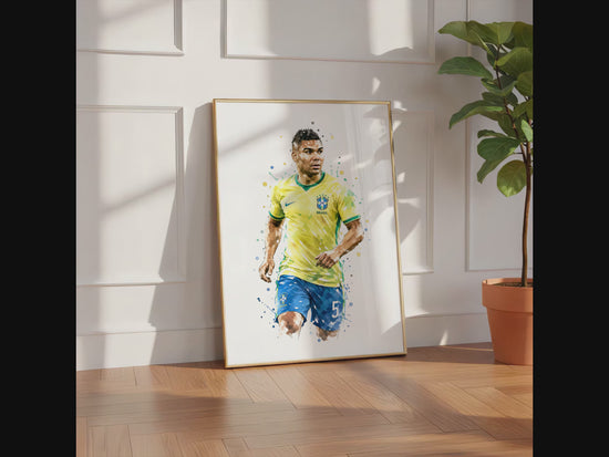 Brasilien Fussball Poster · Geschenkidee · Aquarell Sport Wandbild · Deko Print ohne Rahmen