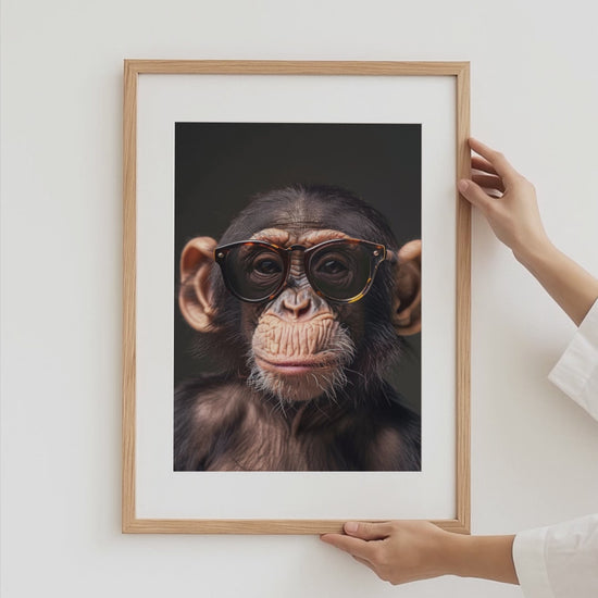 Affen Poster · Geschenkidee · Schimpanse und Affe mit Brille · Dekoprint ohne Rahmen