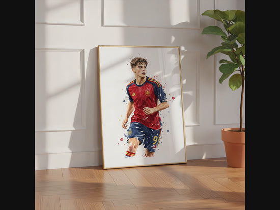Spanien Fussball Poster · Geschenkidee · Aquarell Sport Wandbild · Deko Print ohne Rahmen