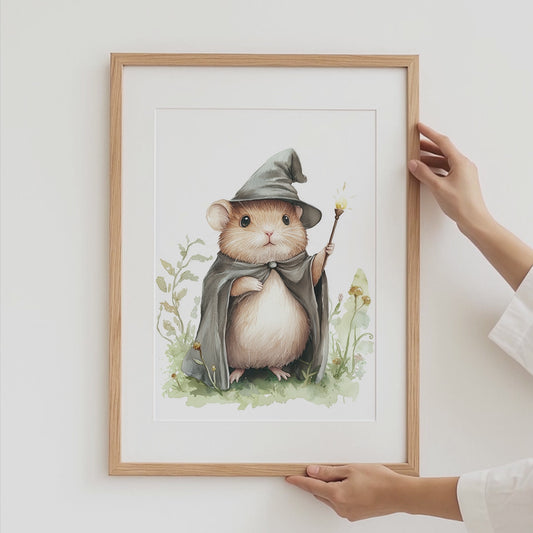 Magisch Waldtiere Kinderzimmer Aquarell Maus Frettchen Frosch Poster · Kinderzimmer Bilder · Wand Deko · Kunst Druck · Deko Print ohne Rahmen