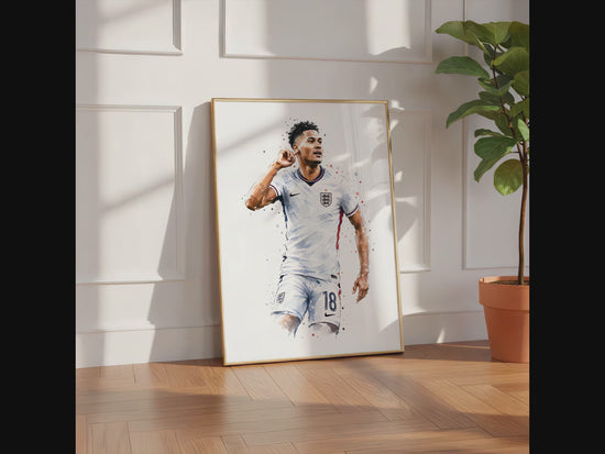 England Fussball Poster  · Geschenkidee · Aquarell Sport Wandbild · Deko Print ohne Rahmen