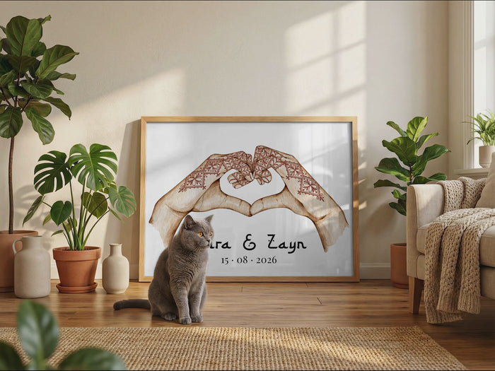 Hände Herz Liebe Poster – Premium Baumwoll-Canvas