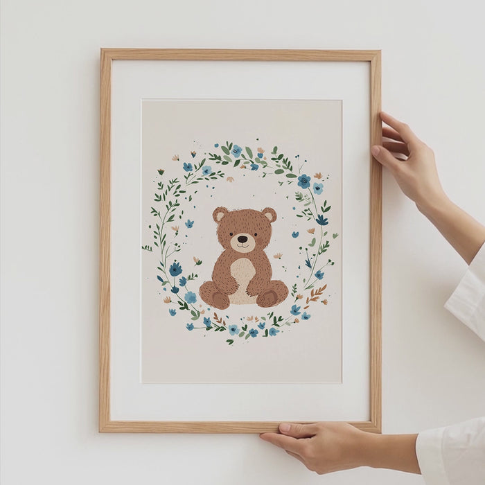 Babyzimmer Poster mit Karussellpferd und Teddybär
