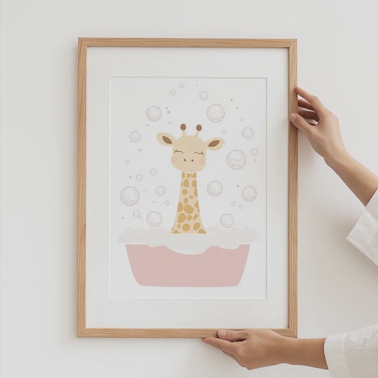 Süße Tiere Poster · Geschenkidee · Minimalistische Illustration mit Katze, Panda und Giraffe · Kinderzimmer Deko · Dekoprint ohne Rahmen