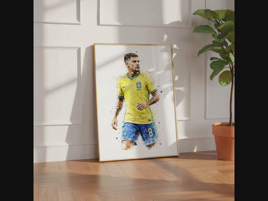 Brasilien Fussball Poster · Geschenkidee · Aquarell Sport Wandbild · Deko Print ohne Rahmen