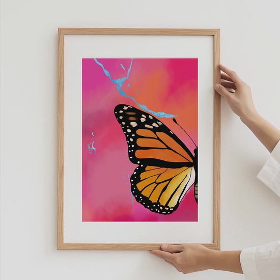 Orange Butterfly Wings Poster · Geschenkidee · Minimalistisches Butterfly Style Design · Urban Kunst · Moderne Wanddeko · Print ohne Rahmen