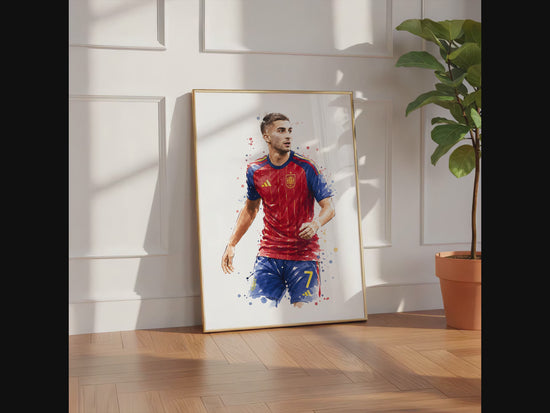 Spanien Fussball Poster · Geschenkidee · Aquarell Sport Wandbild · Deko Print ohne Rahmen