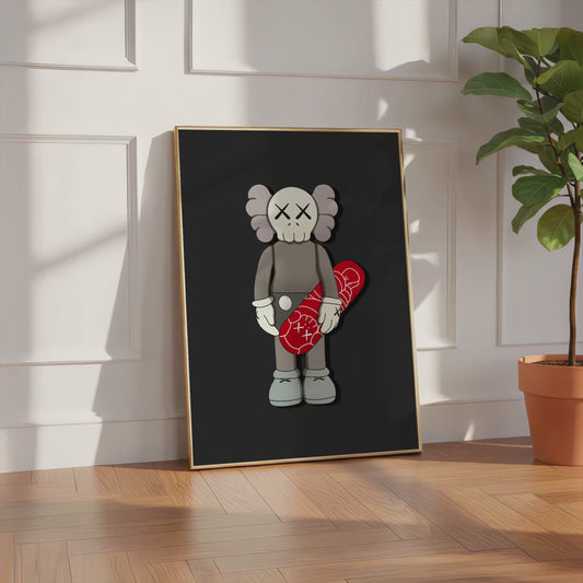 Skull Character mit Skateboard Poster · Cartoon Figur · Street Art Style · Edgy Urban Design · Modern Wandbild · Print ohne Rahmen