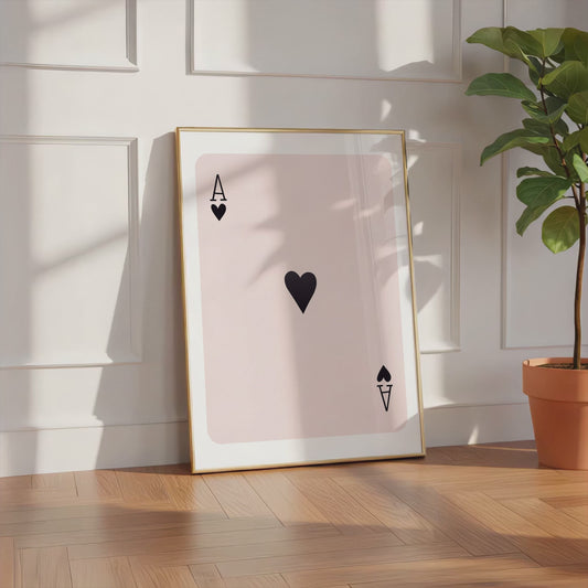 Ace of Hearts Poster · Black Minimal Playing Card Design · Elegant Neutral Wall Art · Modern Typography Print · Moderne Wandkunst · Print ohne Rahmen