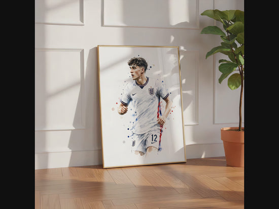 England Fussball Poster  · Geschenkidee · Aquarell Sport Wandbild · Deko Print ohne Rahmen