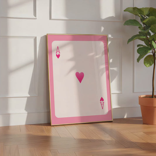 Ace of Hearts Poster · Minimal Playing Card Design · Pink Aesthetic Wall Art · Modern Love Symbol Print · Moderne Wandkunst · Print ohne Rahmen