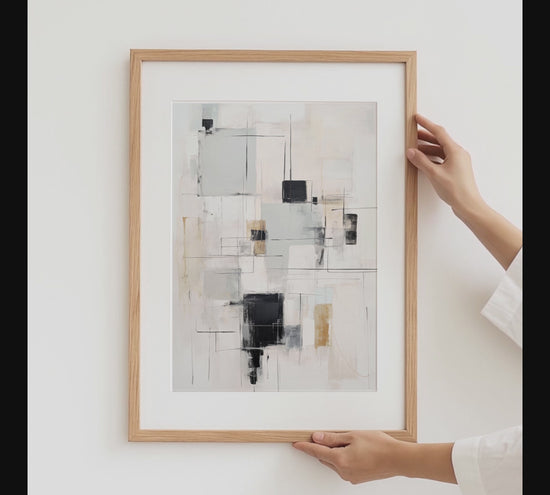 Abstrakte Kunst Poster · Geschenkidee · Geometrie Schwarz Beige Minimalistische Wandkunst · Dekoprint ohne Rahmen