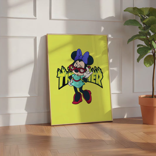 Cartoon Mouse Girl Poster · Thunder Typografie · Pop Art Illustration · Cute Retro Comic Design · Moderne Wandkunst · Print ohne Rahmen