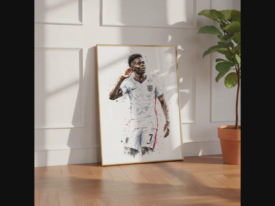 England Fussball Poster  · Geschenkidee · Aquarell Sport Wandbild · Deko Print ohne Rahmen