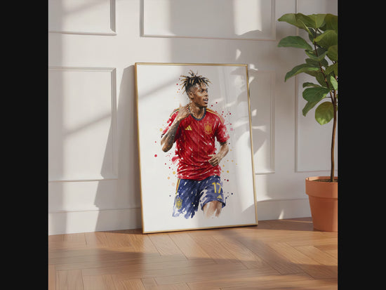 Spanien Fussball Poster · Geschenkidee · Aquarell Sport Wandbild · Deko Print ohne Rahmen