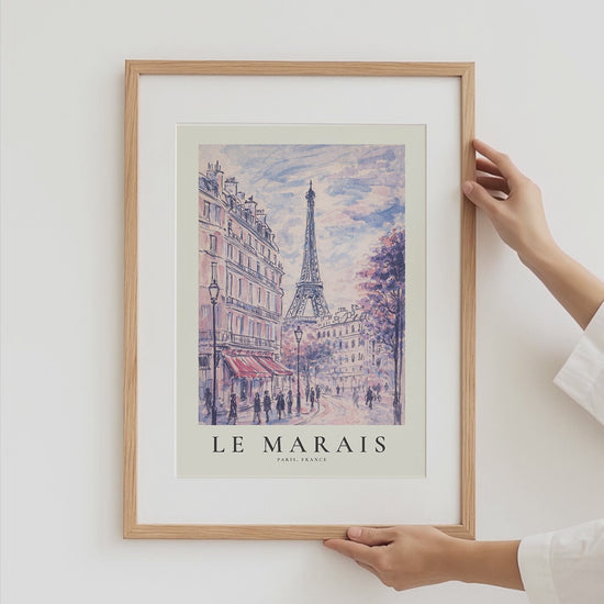 Paris Poster · Geschenkidee · Französische Typografie Eiffelturm Café Illustration · Dekoprint ohne Rahmen