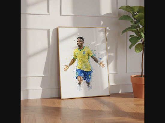 Brasilien Fussball Poster · Geschenkidee · Aquarell Sport Wandbild · Deko Print ohne Rahmen