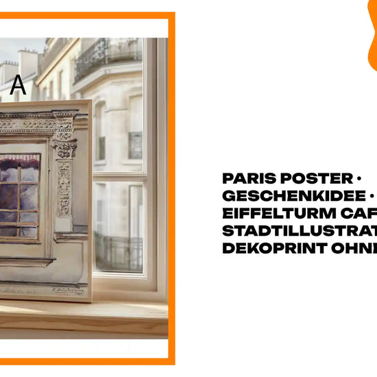 Paris Poster &middot; Geschenkidee &middot; Eiffelturm Caf&eacute; Vintage Stadtillustration &middot; Dekoprint ohne Rahmen by@Outfy