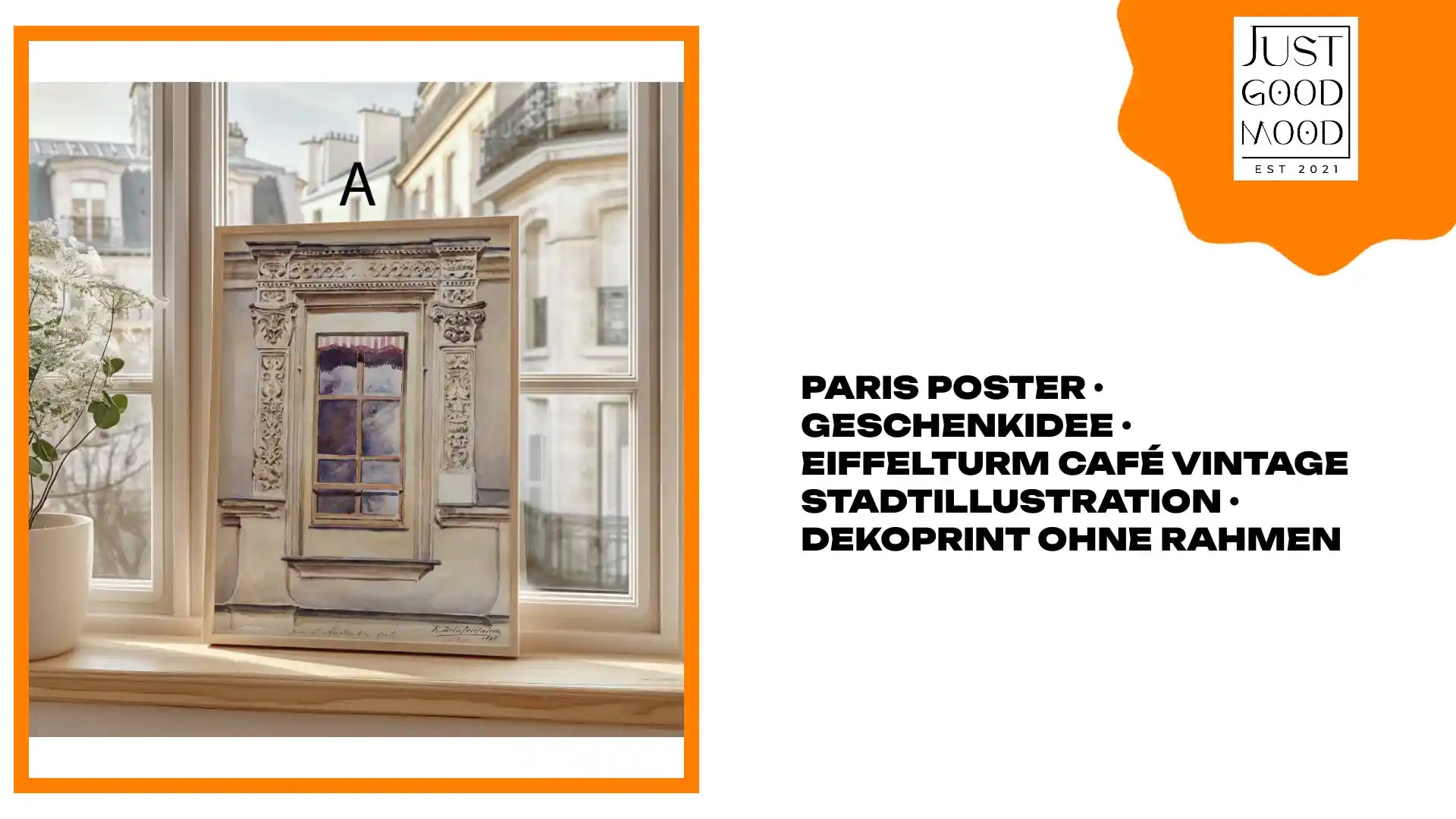 Paris Poster &middot; Geschenkidee &middot; Eiffelturm Caf&eacute; Vintage Stadtillustration &middot; Dekoprint ohne Rahmen by@Outfy