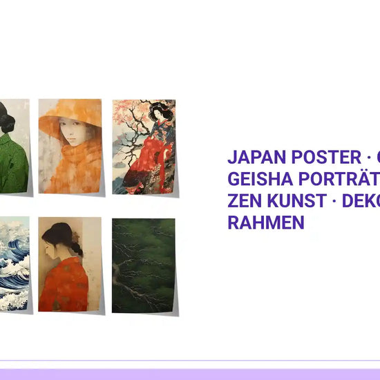 Japan Poster &middot; Geschenkidee &middot; Geisha Portr&auml;ts Wellen und Zen Kunst &middot; Dekoprint ohne Rahmen by@Outfy