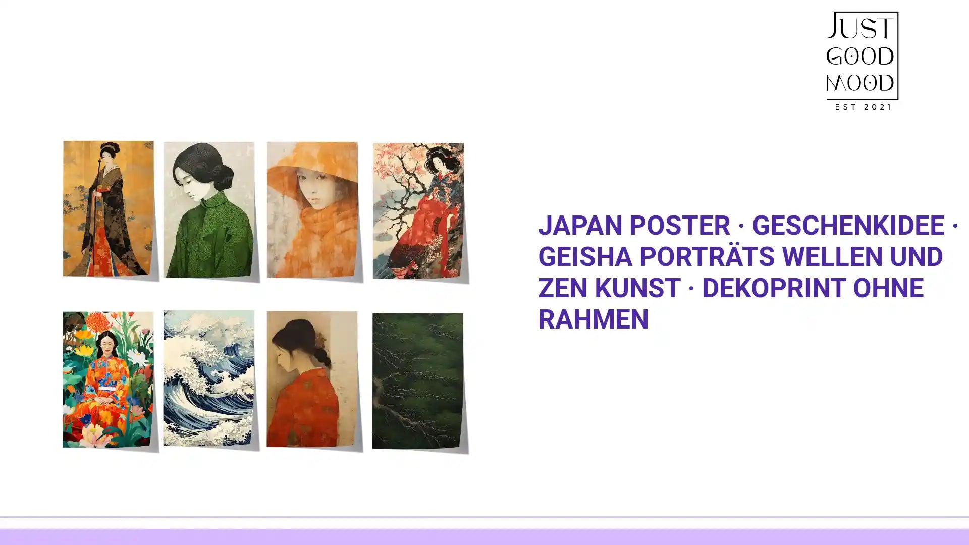 Japan Poster &middot; Geschenkidee &middot; Geisha Portr&auml;ts Wellen und Zen Kunst &middot; Dekoprint ohne Rahmen by@Outfy