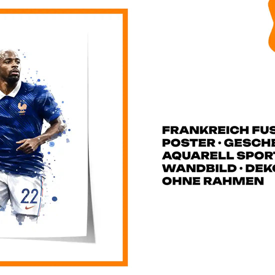 Frankreich Fu&szlig;ball Poster &middot; Geschenkidee &middot; Aquarell Sport Wandbild &middot; Deko Print ohne Rahmen by@Outfy