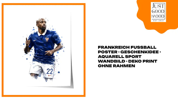 JUSTGOODMOOD Frankreich Fußball Poster auf Baumwolle