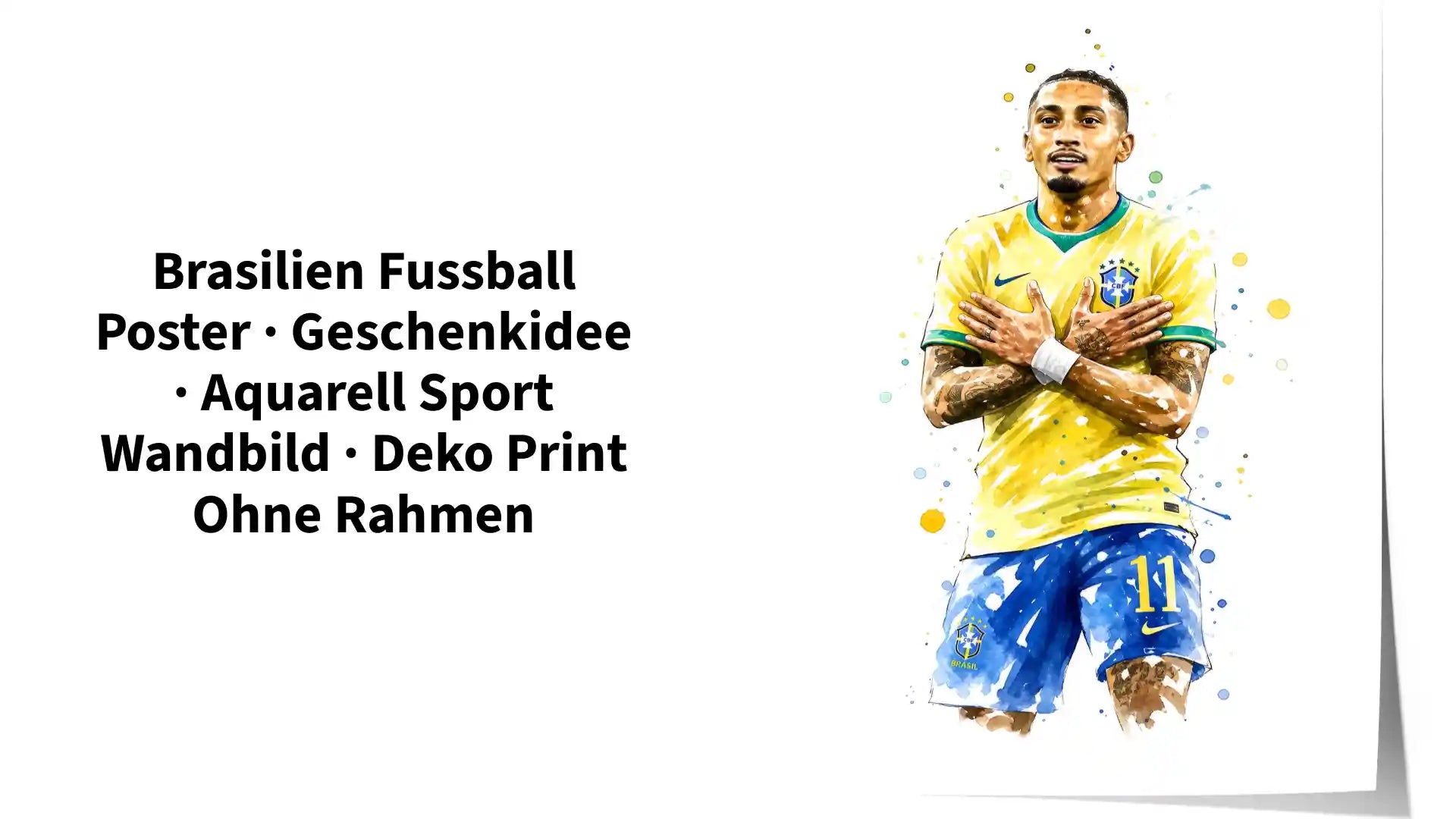 Brasilien Fussball Poster &middot; Geschenkidee &middot; Aquarell Sport Wandbild &middot; Deko Print ohne Rahmen by@Outfy