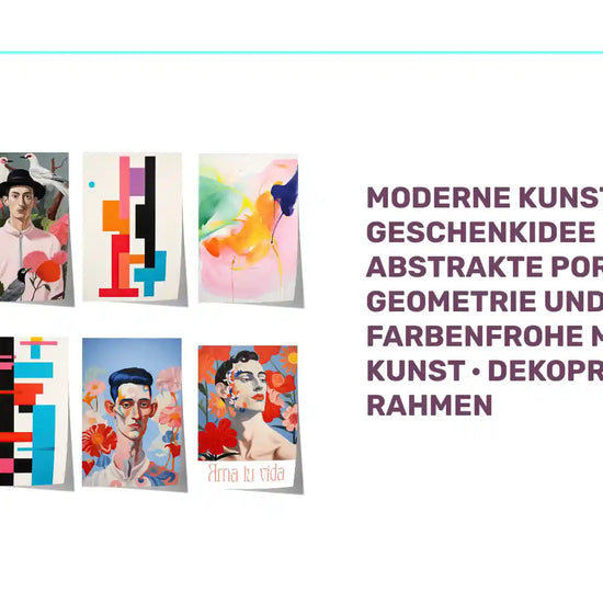 Moderne Kunst Poster &middot; Geschenkidee &middot; Abstrakte Portr&auml;ts Geometrie und Farbenfrohe Moderne Kunst &middot; Dekoprint ohne Rahmen by@Outfy