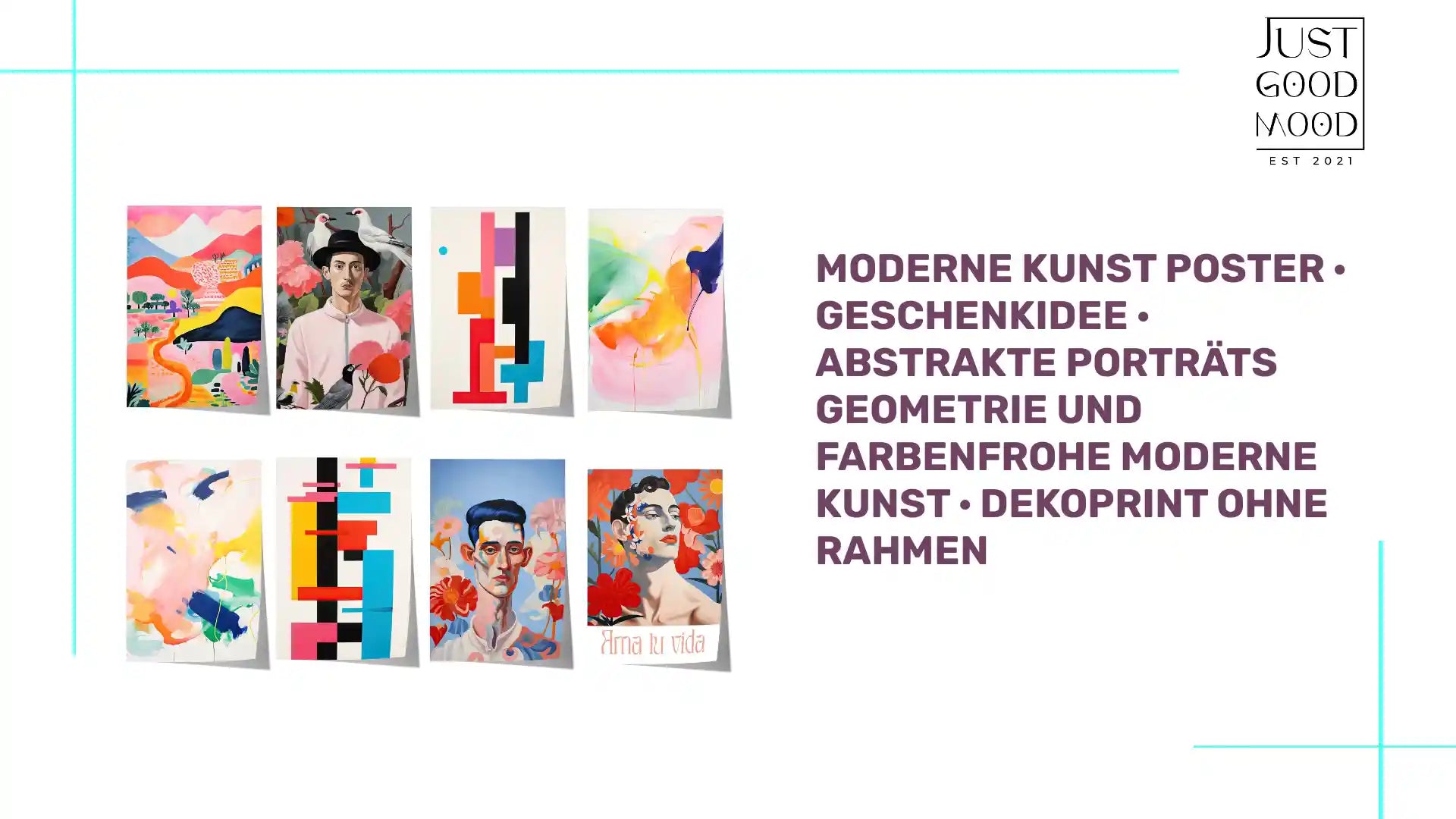 Moderne Kunst Poster &middot; Geschenkidee &middot; Abstrakte Portr&auml;ts Geometrie und Farbenfrohe Moderne Kunst &middot; Dekoprint ohne Rahmen by@Outfy