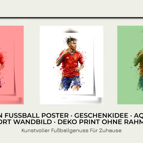 Spanien Fussball Poster &middot; Geschenkidee &middot; Aquarell Sport Wandbild &middot; Deko Print ohne Rahmen by@Outfy