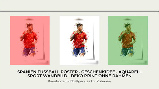 Spanien Fussball Poster &middot; Geschenkidee &middot; Aquarell Sport Wandbild &middot; Deko Print ohne Rahmen by@Outfy